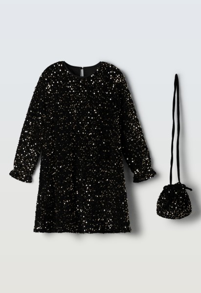 Φόρεμα με παγιέτα - ΜΑΥΡΟ 8Y