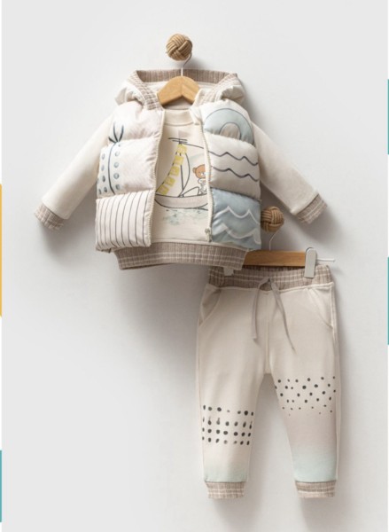 Σετ 3τμχ. με γιλέκο - ΕΚΡΟΥ 12M