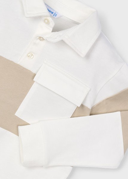 Πολο μακρυμάνικο color block - ΚΡΕΜ 8Y