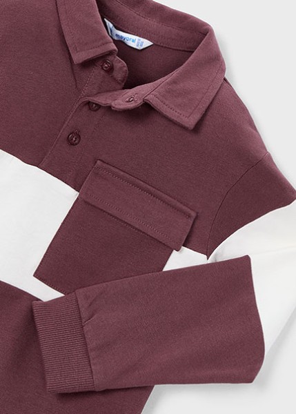 Πολο μακρυμάνικο color block - ΔΑΜΑΣΚΗΝΗ 4Y