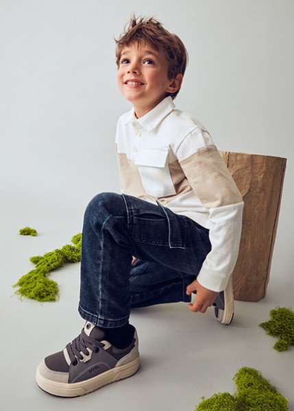 Παντελόνι μαλακό τζιν cargo - ΜΑΥΡΟ ΜΠΛΕ 8Y