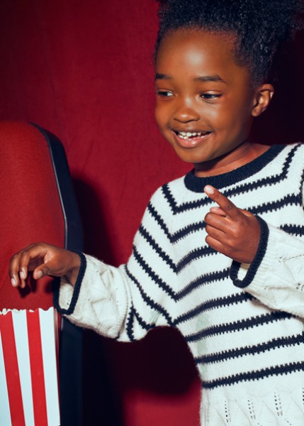 Σετ παντελόνι πλεκτό ρίγες - ΜΑΥΡΟ 2Y