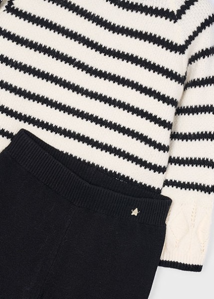 Σετ παντελόνι πλεκτό ρίγες - ΜΑΥΡΟ 2Y