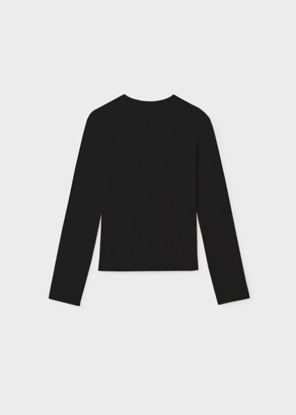 Μπλούζα μακρυμάνικη κανάλε cut out - ΜΑΥΡΟ 10Y