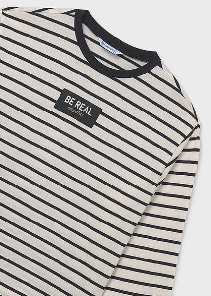 Μπλούζα μακρυμάνικη ριγέ overs - ΜΑΥΡΟ 10Y