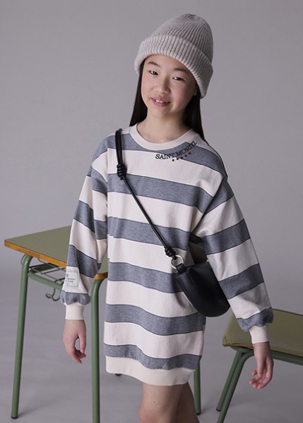 Φόρεμα ριγέ - ΓΚΡΙ 10Y