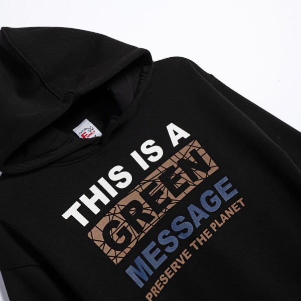 Μπλούζα φούτερ με κουκούλα - ΜΑΥΡΟ 14Y