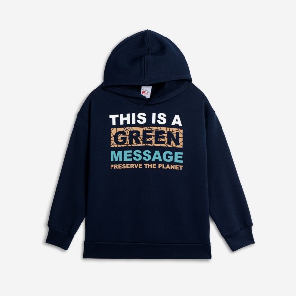 Μπλούζα φούτερ με κουκούλα - ΜΑΥΡΟ 14Y