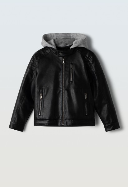 Μπουφάν δερματίνη - ΜΑΥΡΟ 8Y