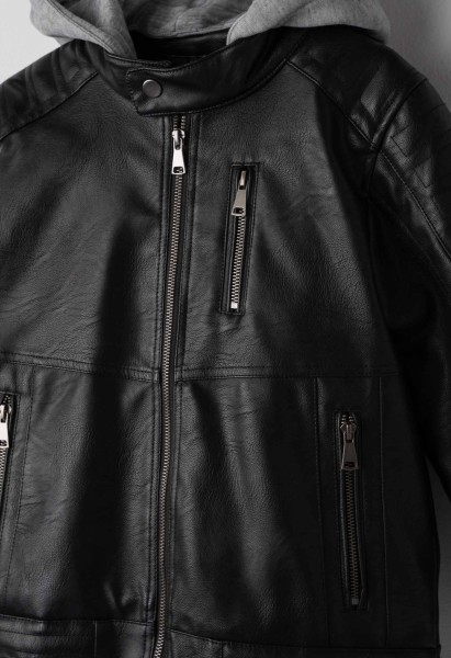 Μπουφάν δερματίνη - ΜΑΥΡΟ 8Y
