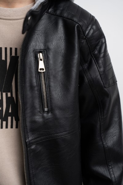 Μπουφάν δερματίνη - ΜΑΥΡΟ 8Y