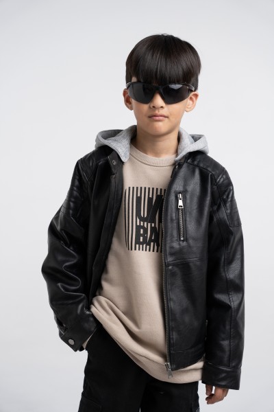 Μπουφάν δερματίνη - ΜΑΥΡΟ 8Y