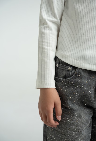 Παντελόνι τζιν παγιέτα - ΜΑΥΡΟ 8Y