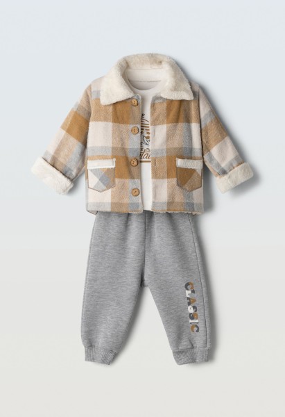 Σετ φόρμα βρεφική 3τμχ.με ζακέτα - ΓΚΡΙ 9M