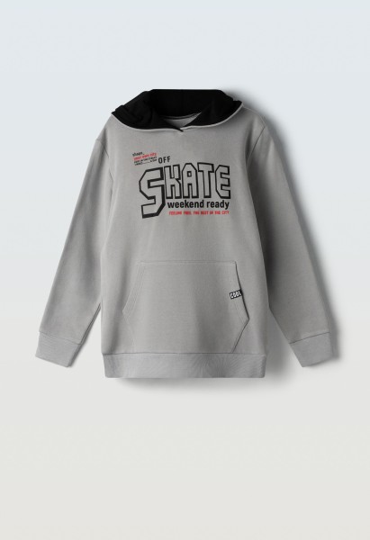 Μπλούζα φούτερ με κουκούλα - ΓΚΡΙ 6Y