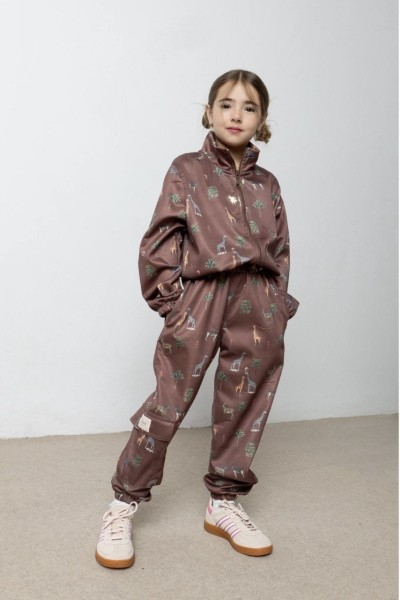 Σετ φόρμας με ζακέτα print καφέ - ΚΑΦΕ 5/6Y