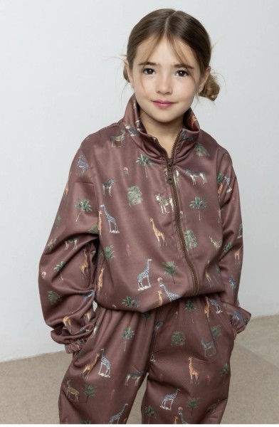 Σετ φόρμας με ζακέτα print καφέ - ΚΑΦΕ 5/6Y