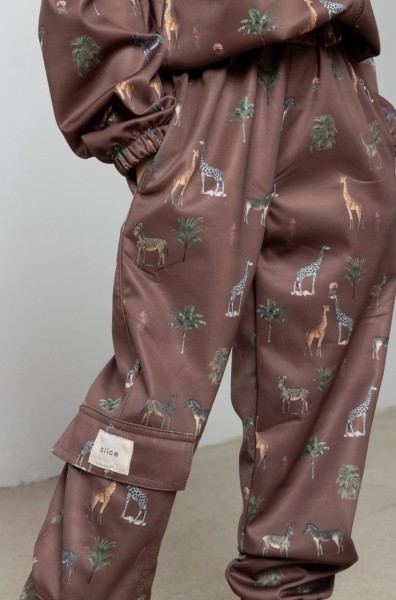 Σετ φόρμας με ζακέτα print καφέ - ΚΑΦΕ 5/6Y