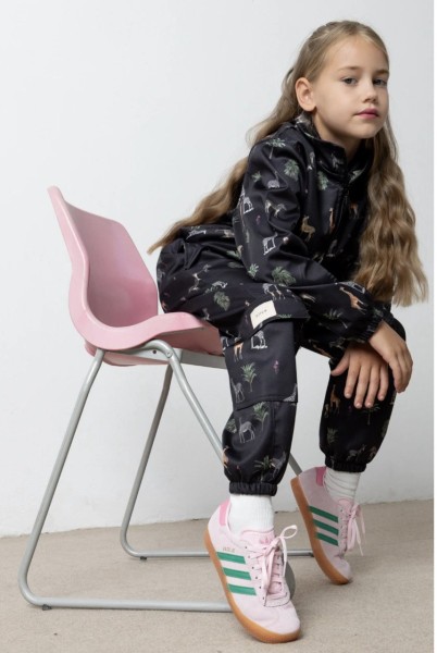 Σετ φόρμας με ζακέτα print μαύρο - ΜΑΥΡΟ 7/8Y