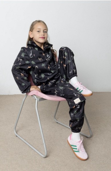 Σετ φόρμας με ζακέτα print μαύρο - ΜΑΥΡΟ 7/8Y