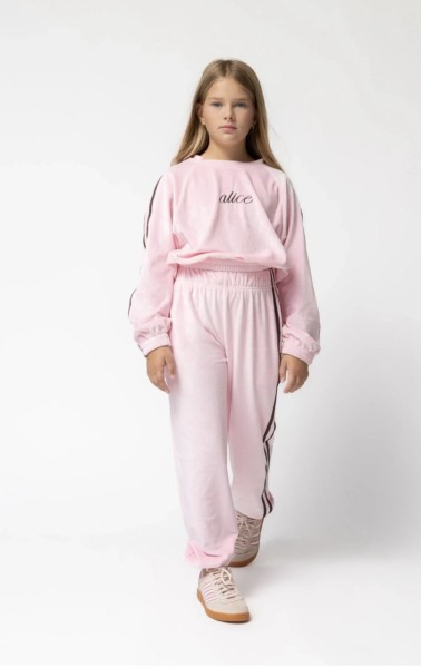 Σετ φόρμας βελουτέ με ρίγες - ΡOZ 4/5Y