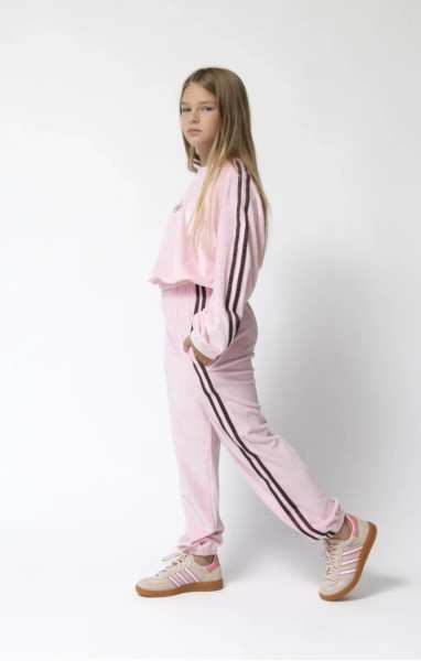 Σετ φόρμας βελουτέ με ρίγες - ΡOZ 4/5Y