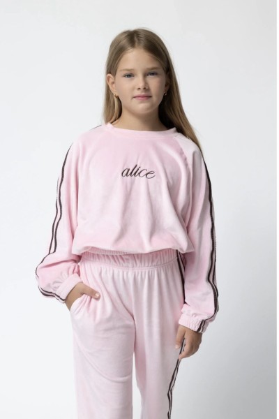 Σετ φόρμας βελουτέ με ρίγες - ΡOZ 4/5Y