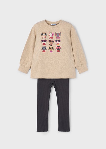 Σετ κολάν φούτερ διάτρητο - ΓΚΡΙ 3Y