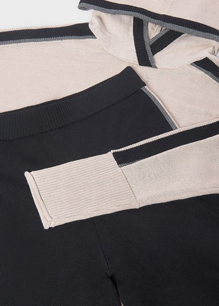 Σετ παντελόνι πλεκτό κουκούλα - ΜΑΥΡΟ 10Y