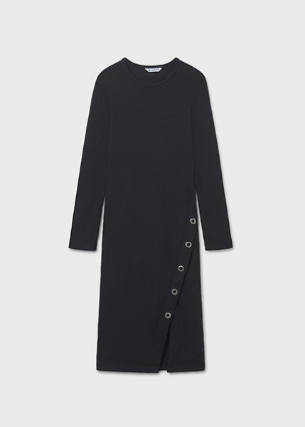 Φόρεμα midi κανάλε - ΜΑΥΡΟ 16Y