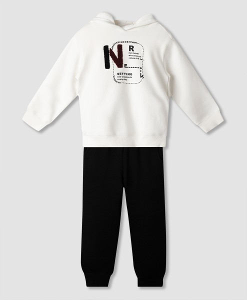 Σετ φόρμα φούτερ με κουκούλα - ΕΚΡΟΥ 10Y