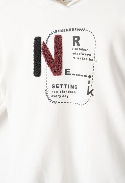 Σετ φόρμα φούτερ με κουκούλα - ΕΚΡΟΥ 10Y