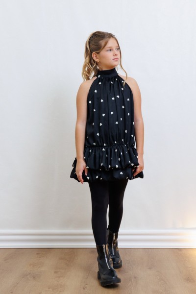 Φόρεμα καρδιά print - ΜΑΥΡΟ 11/12Y