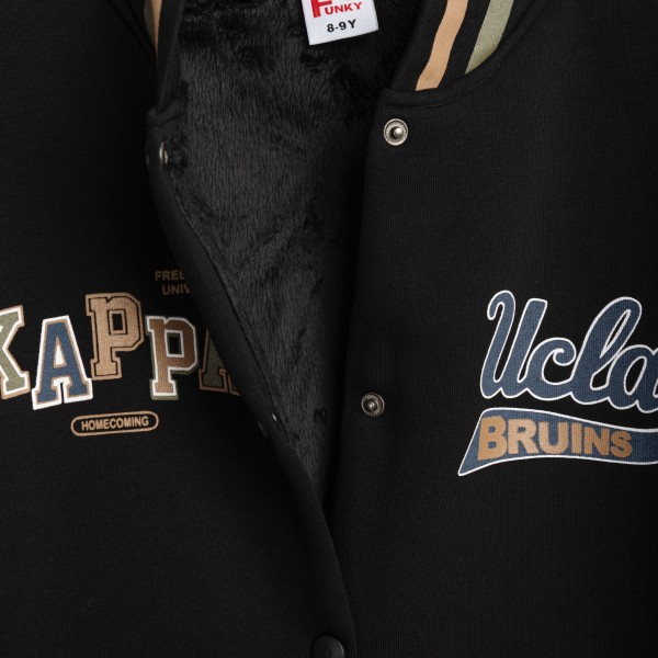 Ζακέτα φούτερ-δερματίνη με προβατάκι - ΜΑΥΡΟ 6Y