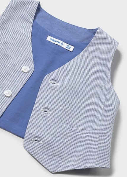 Γιλέκο  λινό suiting - ΜΠΛΕ 12M