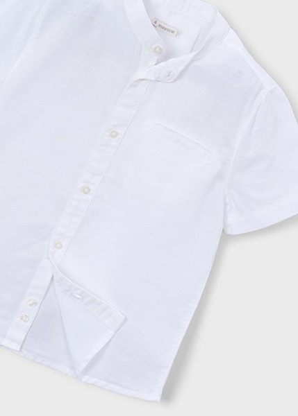Πουκάμισο κοντομάνικο μαο λινό - ΛΕΥΚΟ 9Y