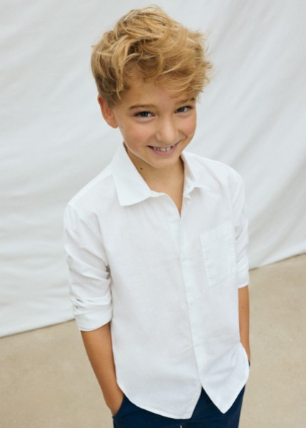 Πουκάμισο μακρυμάνικο γιακάς - ΛΕΥΚΟ 16Y