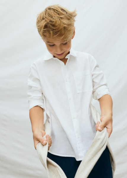 Πουκάμισο μακρυμάνικο γιακάς - ΛΕΥΚΟ 16Y