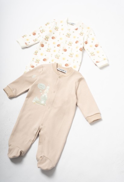 Ολόσωμο φορμάκι σετ 2τμχ. - ΕΚΡΟΥ 6/9M