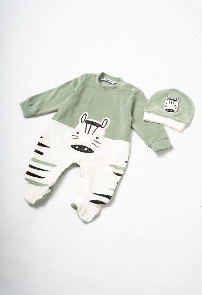 Ολόσωμο φορμάκι βελούδινο - ΠΡΑΣΙΝΟ 0/3M