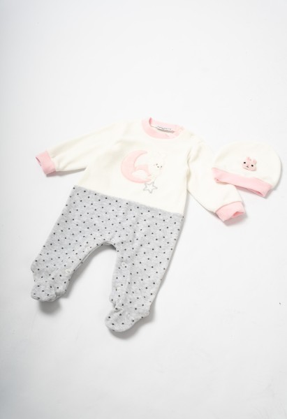 Ολόσωμο φορμάκι βελούδινο - ΓΚΡΙ 3/6M