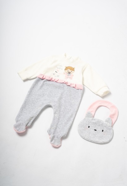 Ολόσωμο φορμάκι βελούδινο - ΓΚΡΙ 6/9M