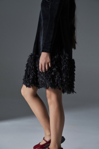 Φόρεμα βελούδο - ΜΑΥΡΟ 8Y