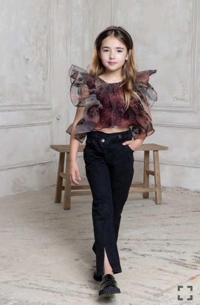 Ψηλόμεσο τζιν mom fit - ΜΑΥΡΟ 5/6Y