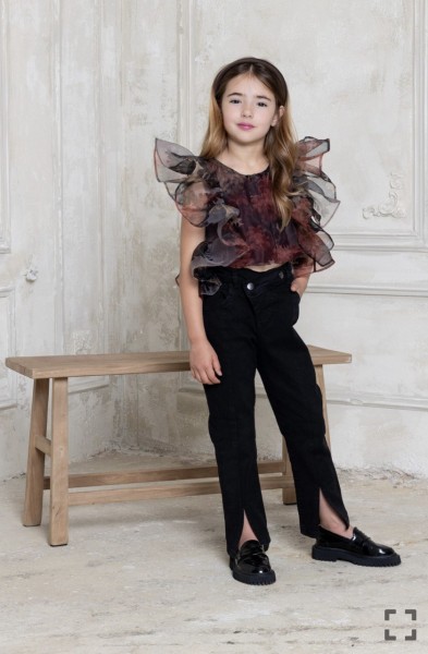 Ψηλόμεσο τζιν mom fit - ΜΑΥΡΟ 5/6Y