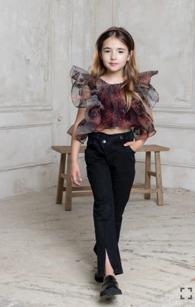 Ψηλόμεσο τζιν mom fit - ΜΑΥΡΟ 5/6Y