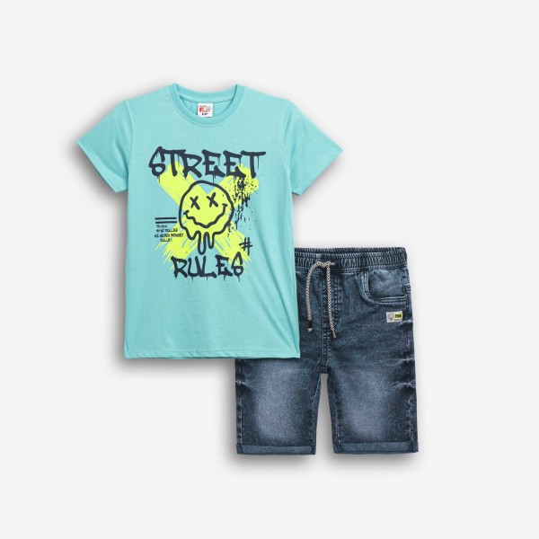 Σετ φούτερ τζιν βερμούδα - ΤΥΡΚΟΥΑΖ 10Y