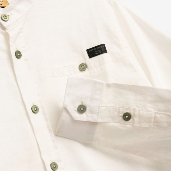 Πουκάμισο μ.μ. λινό μαο γιακάς - ΕΚΡΟΥ 10Y