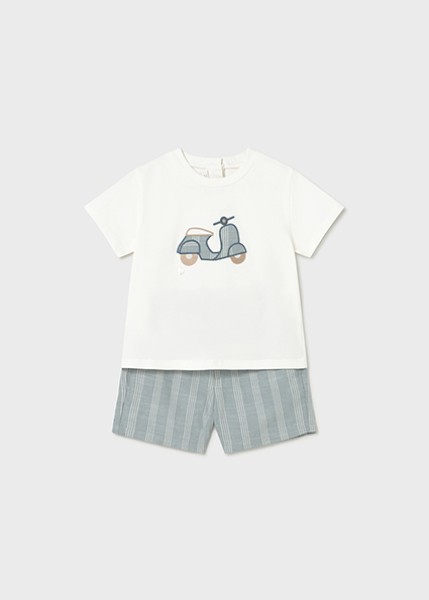 Σετ βερμούδα λινή απλικέ - ΠΕΤΡΟΛ 12M