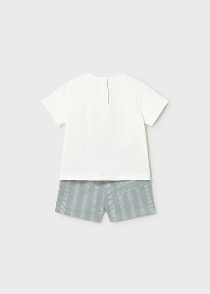 Σετ βερμούδα λινή απλικέ - ΠΕΤΡΟΛ 12M